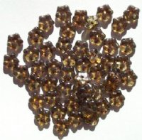50 3x9mm Transparent Antique Green Lustre Flower Spacer Beads